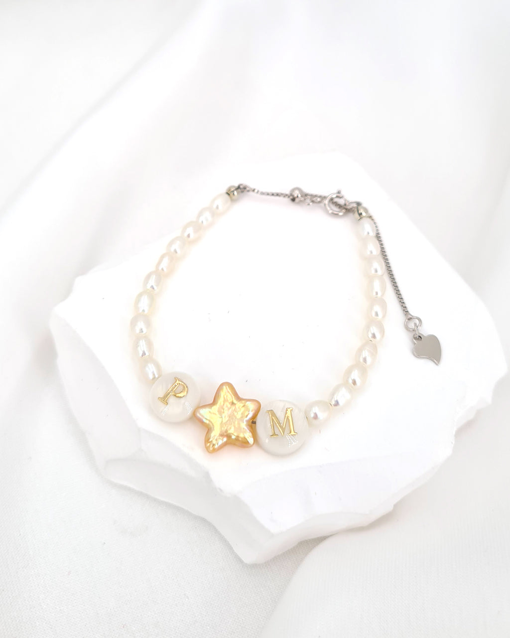 Personalised Letter Bracelet with Star Pearl