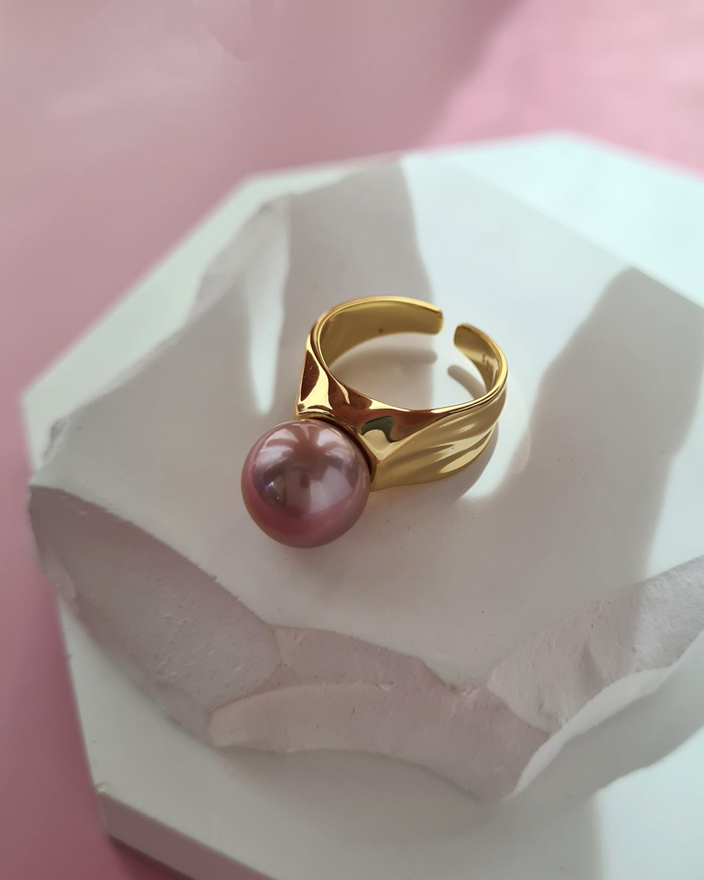 Pink Purple Freshwater Edison Pearl Ring