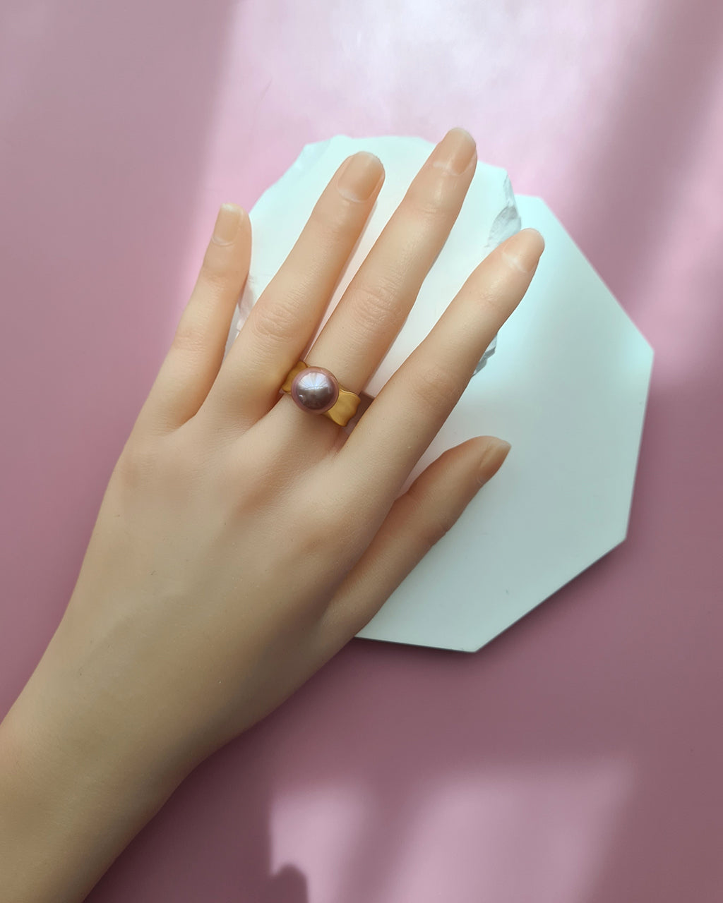 Pink Purple Freshwater Edison Pearl Ring
