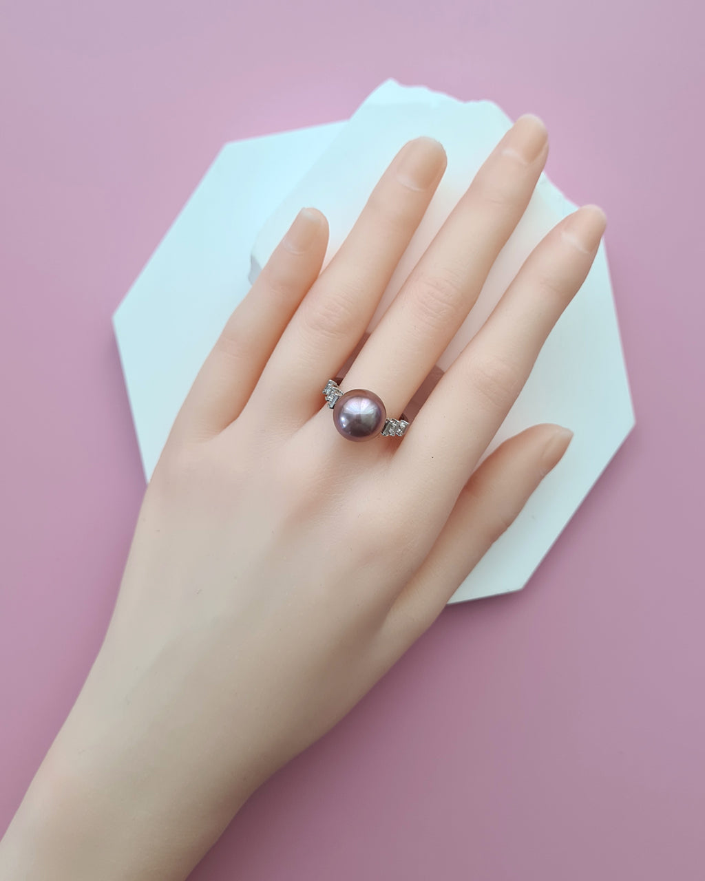 Purple Edison Pearl Ring, Modern Pearl Jewelry in Singapore