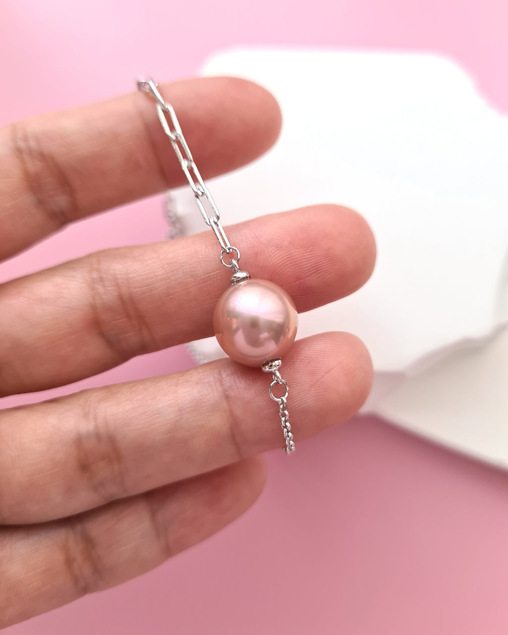 Pink Purple Freshwater Edison Pearl Bracelet, Sterling Silver Jewelry in Singapore