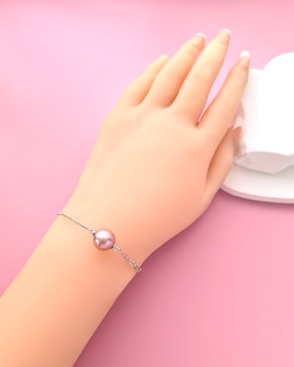 Pink Purple Freshwater Edison Pearl Bracelet, Sterling Silver Jewelry in Singapore