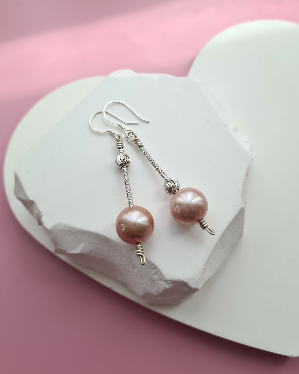 Pinkish Purple Edison Pearl Necklace, Earrings and Bracelet, Pearl Jewelry in Singapore