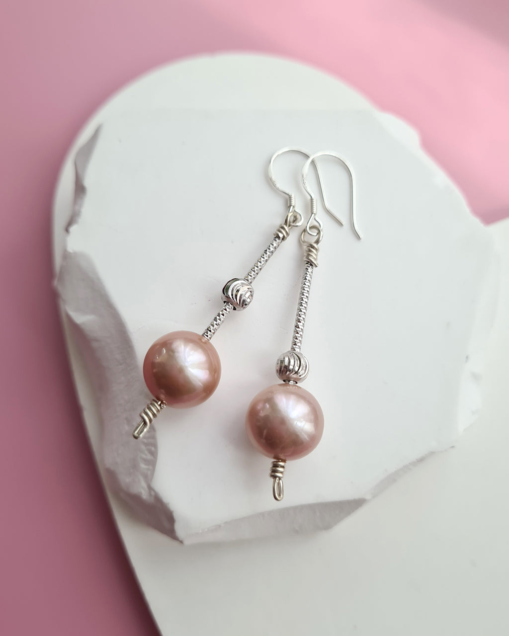 Pinkish Purple Edison Pearl Necklace, Earrings and Bracelet, Pearl Jewelry in Singapore
