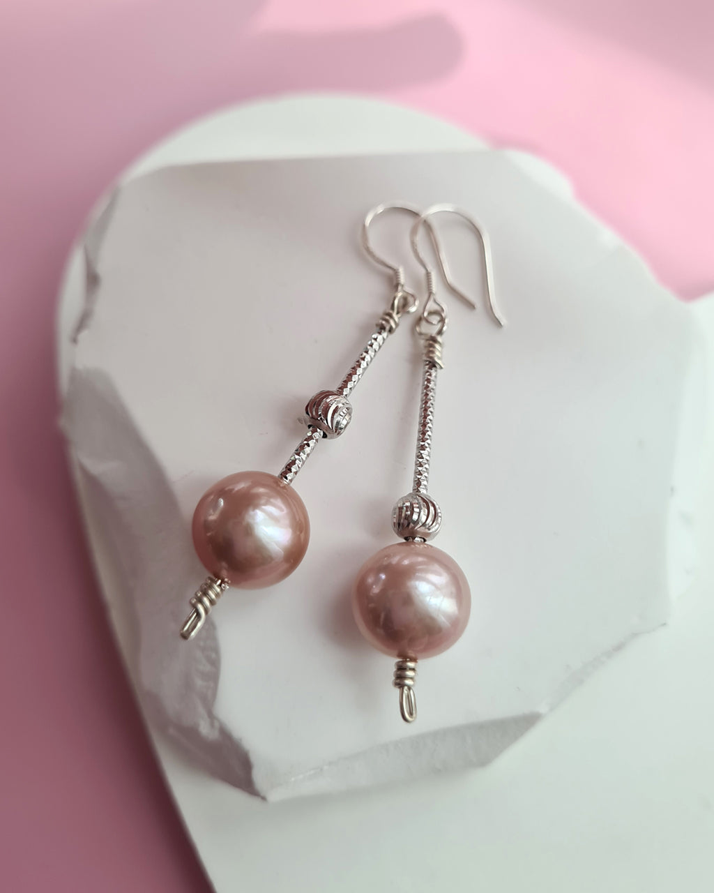 Pinkish Purple Edison Pearl Necklace, Earrings and Bracelet, Pearl Jewelry in Singapore