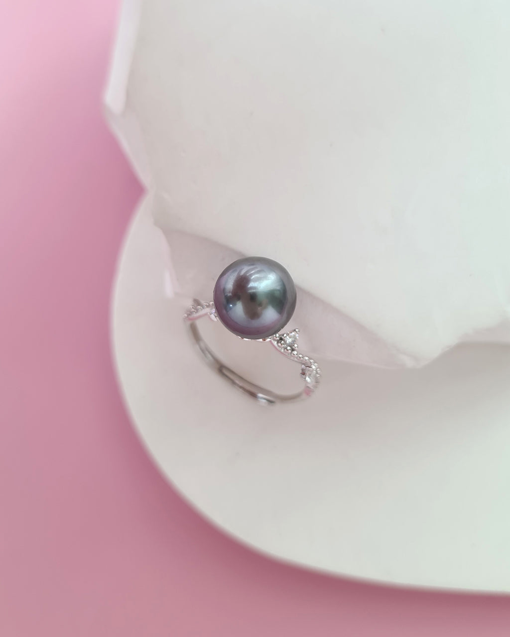 Tahitian Pearl Ring - Platinum Grey Pearl Jewelry in Singapore