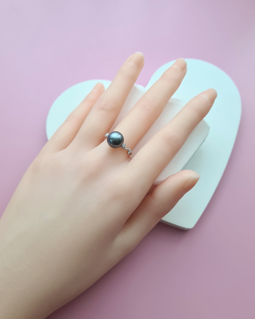 Tahitian Pearl Ring - Platinum Grey Pearl Jewelry in Singapore