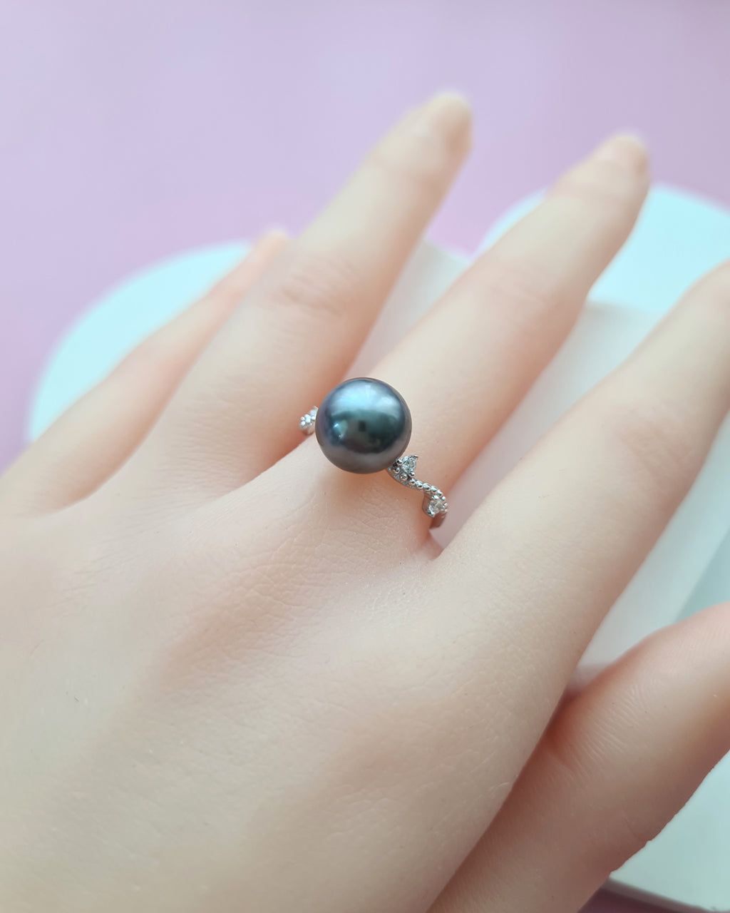 Tahitian Pearl Ring - Platinum Grey Pearl Jewelry in Singapore