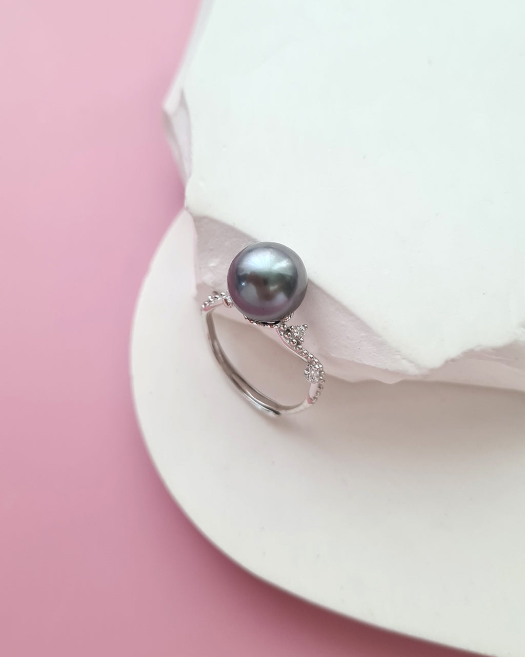 Tahitian Pearl Ring - Platinum Grey Pearl Jewelry in Singapore