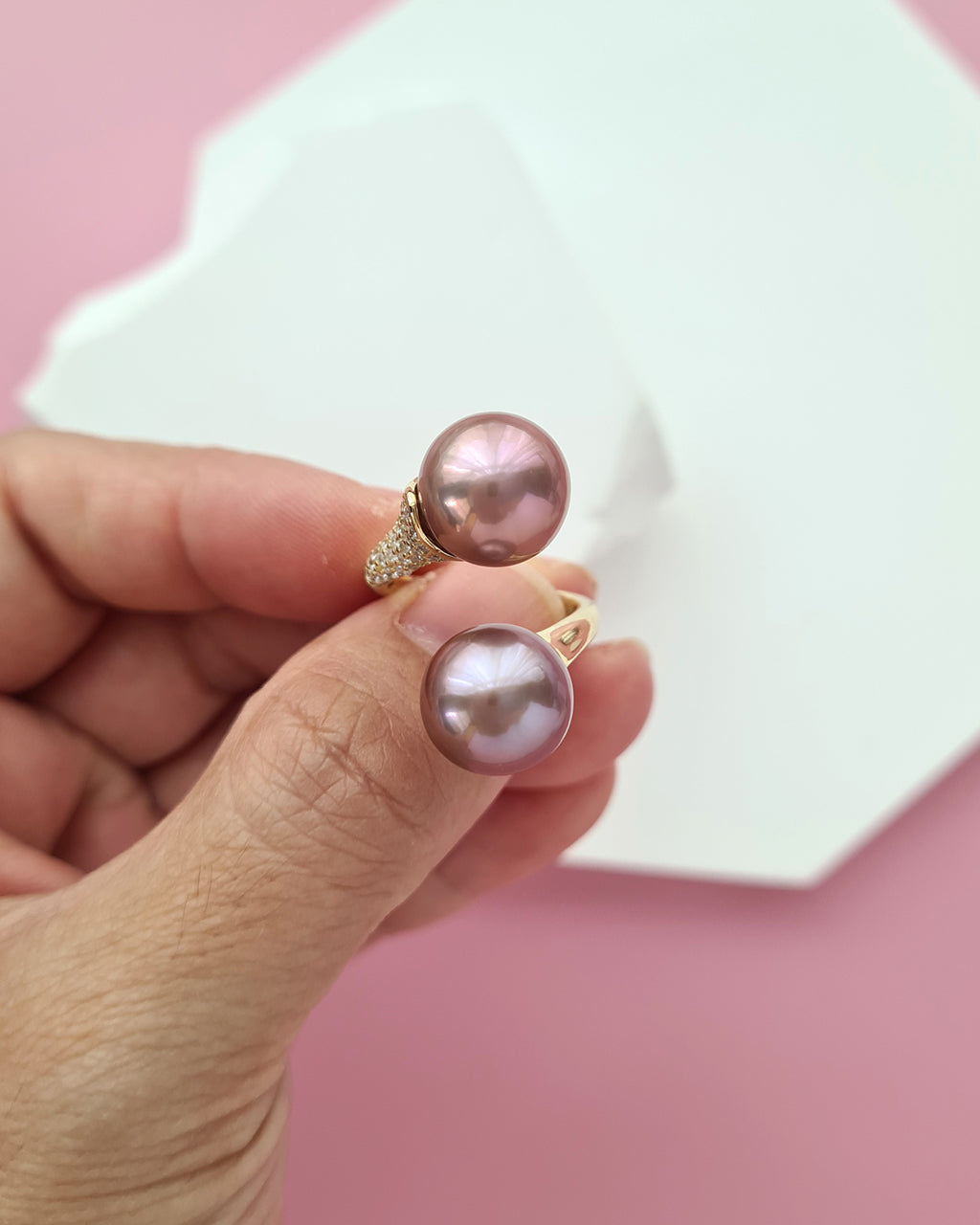Double Pearl Ring, Dual Pearl Ring, Freshwater Edison Pearl Ring