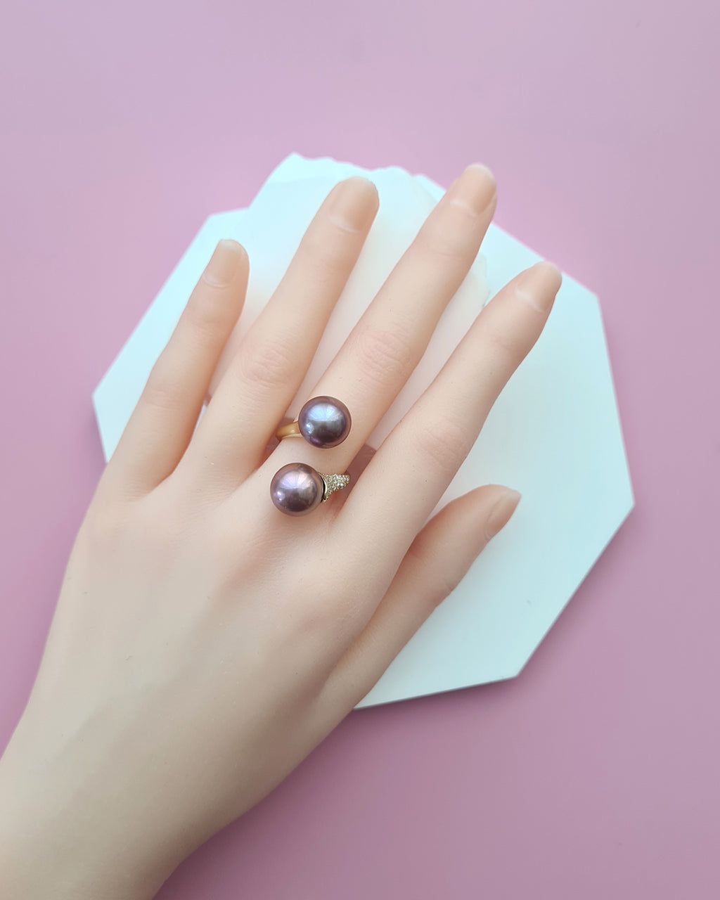 Double Pearl Ring, Dual Pearl Ring, Freshwater Edison Pearl Ring
