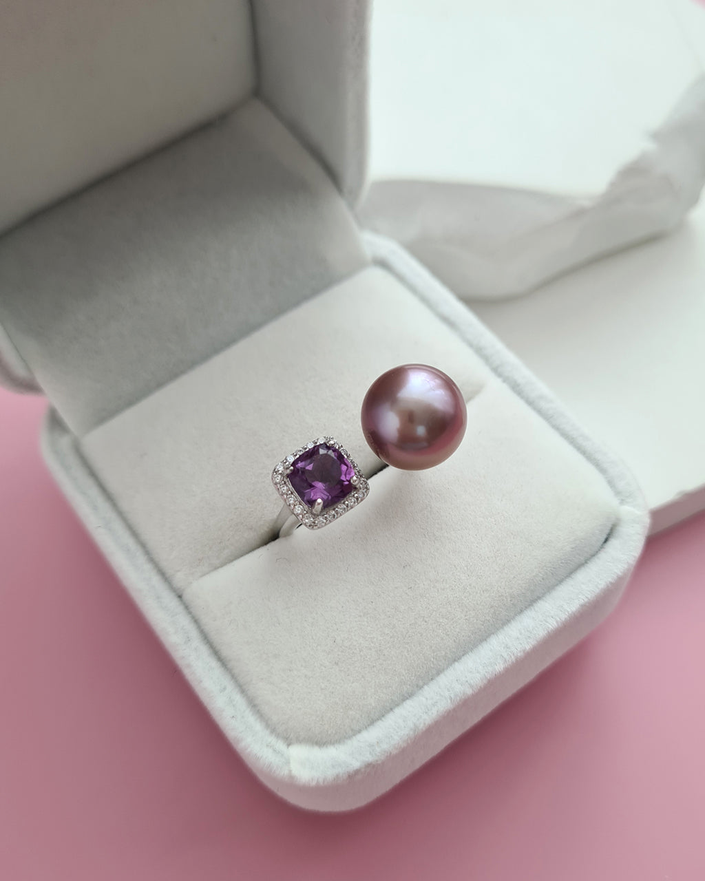 Purple Edison Pearl Open Ring - Amethyst Pearl Jewelry in Singapore