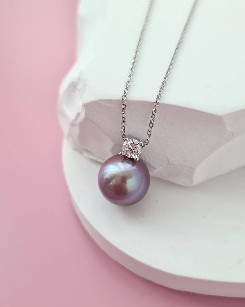 Purple Edison Pearl Pendant Necklace - Elegant Pearl Jewelry in Singapore