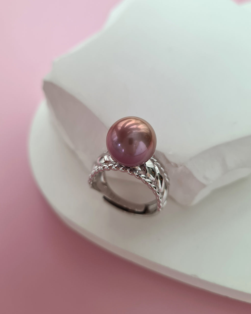 Purple Edison Pearl Ring, Handmade Pearl Jewelry in Singapore