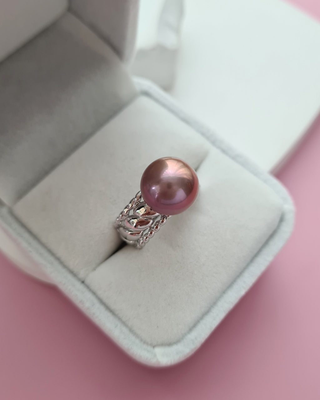 Purple Edison Pearl Ring, Handmade Pearl Jewelry in Singapore