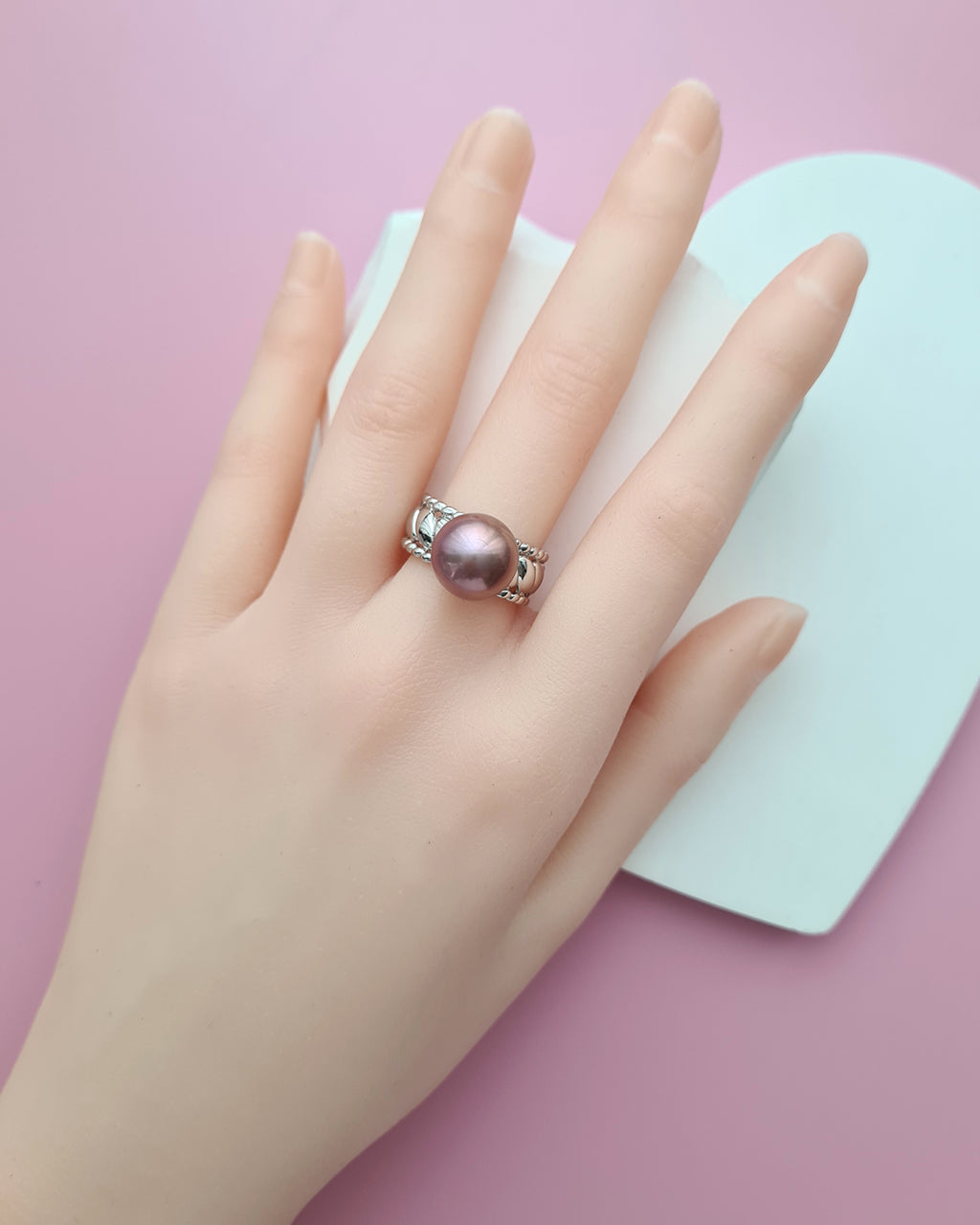 Purple Edison Pearl Ring, Handmade Pearl Jewelry in Singapore