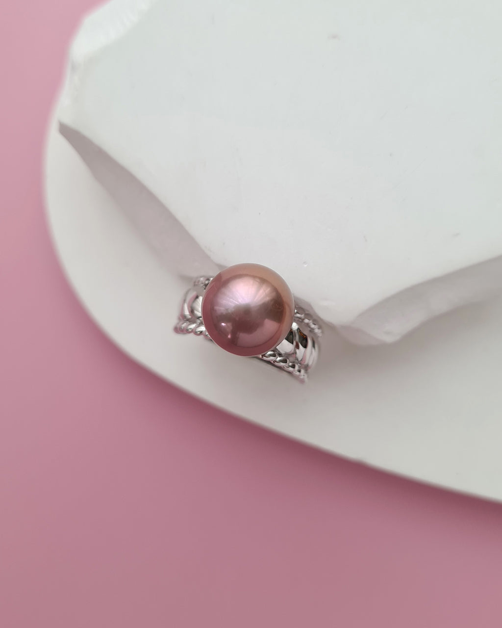 Purple Edison Pearl Ring, Handmade Pearl Jewelry in Singapore