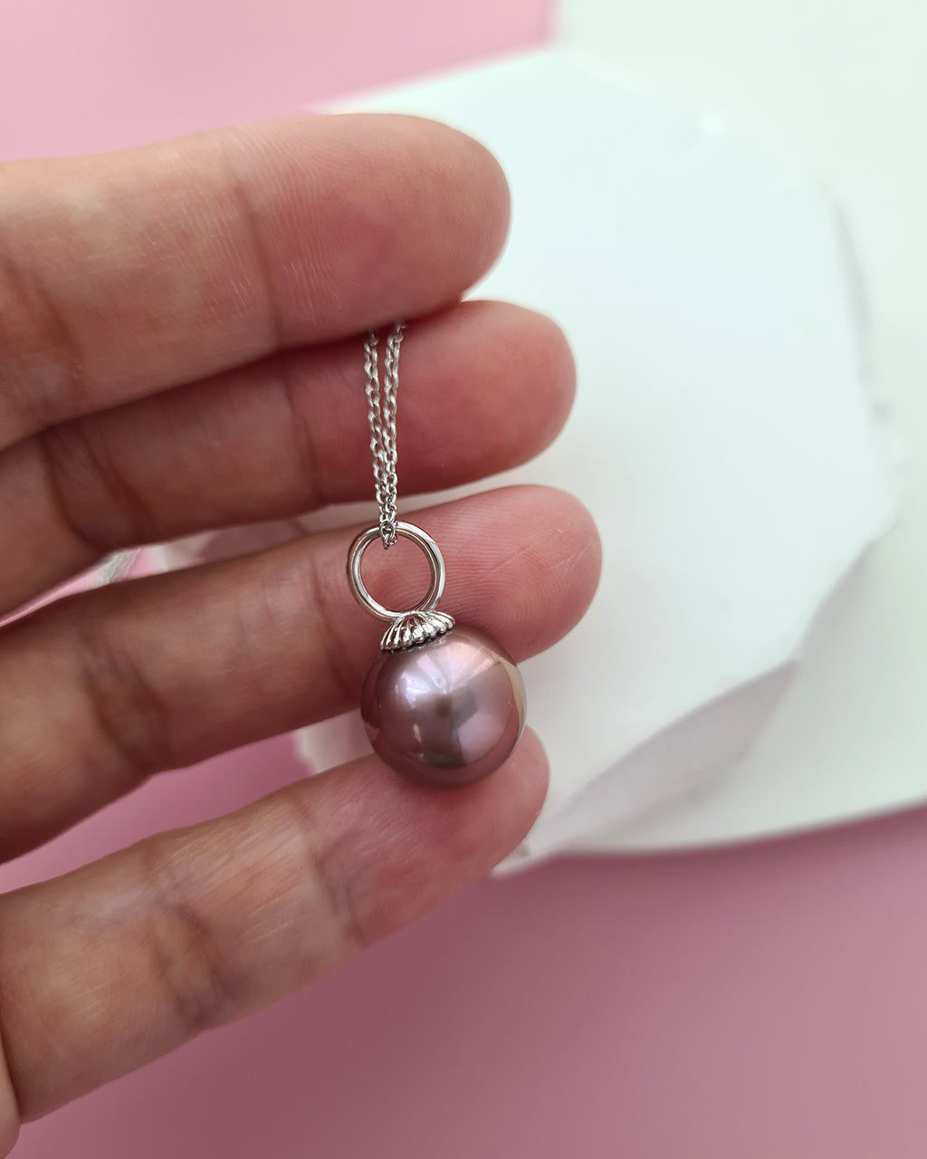 Purple Edison Pearl Pendant Necklace - Simple Pearl Jewelry Singapore