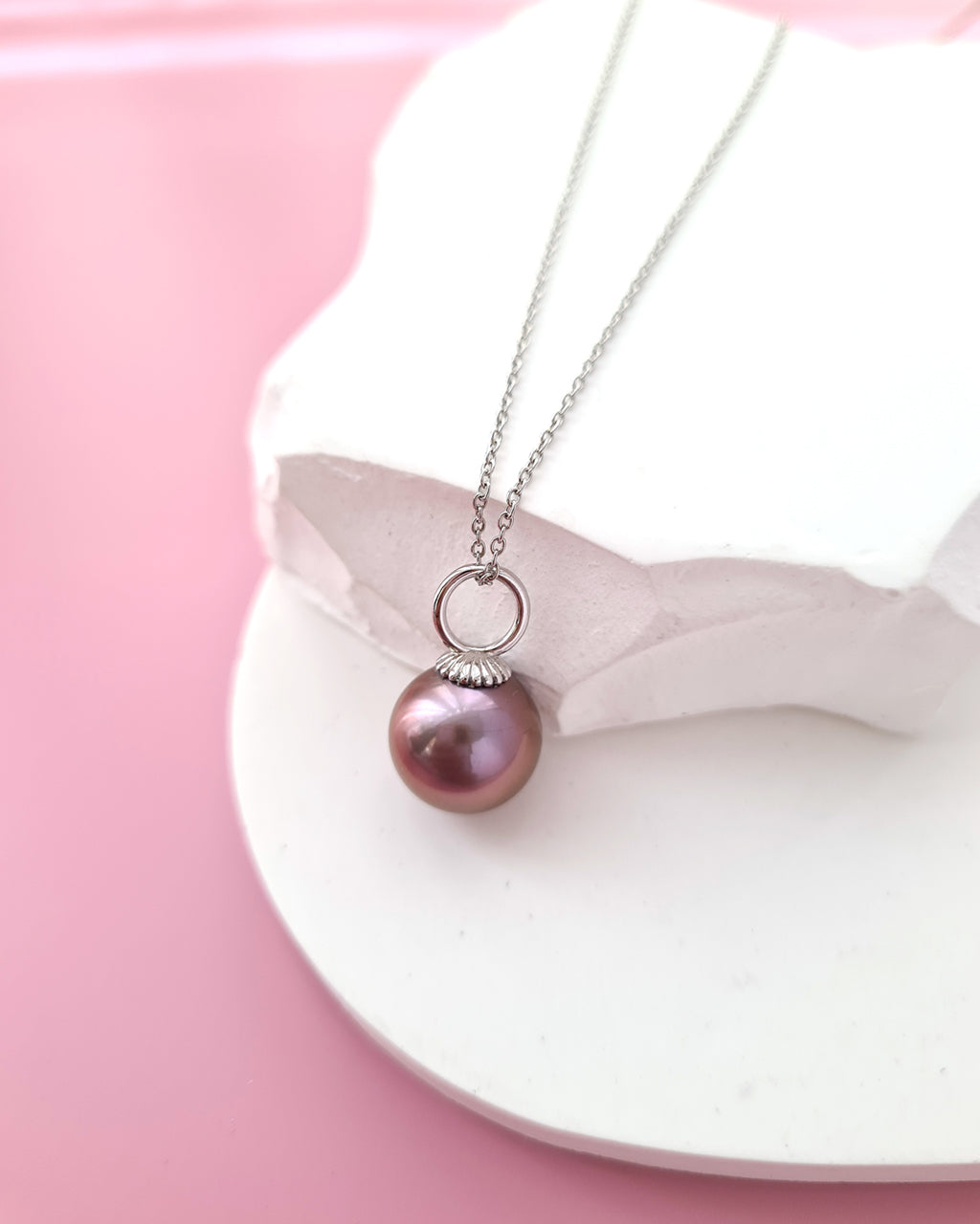 Purple Edison Pearl Pendant Necklace - Simple
