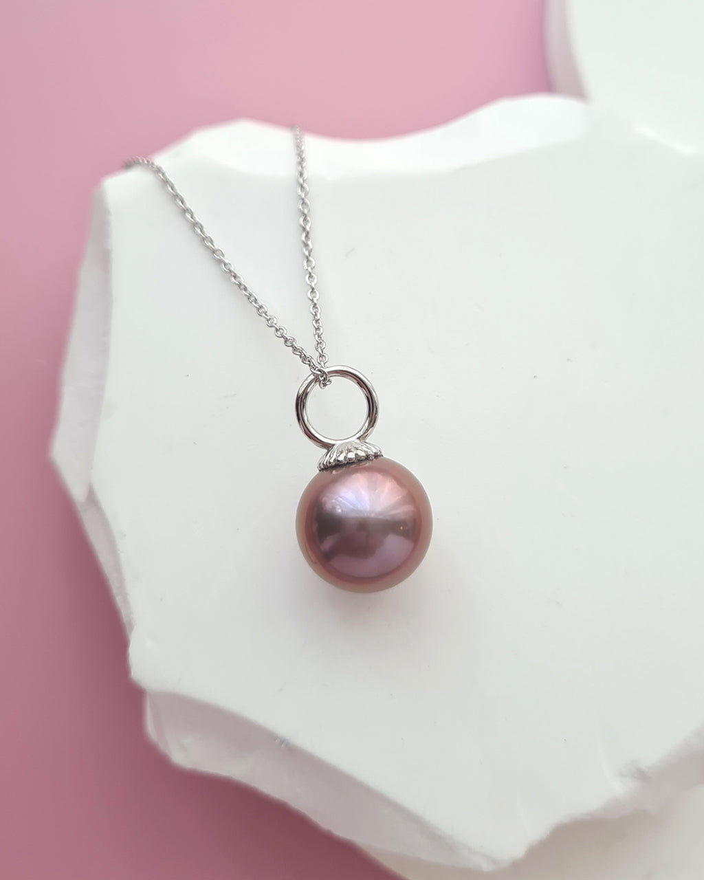 Purple Edison Pearl Pendant Necklace - Simple Pearl Jewelry Singapore