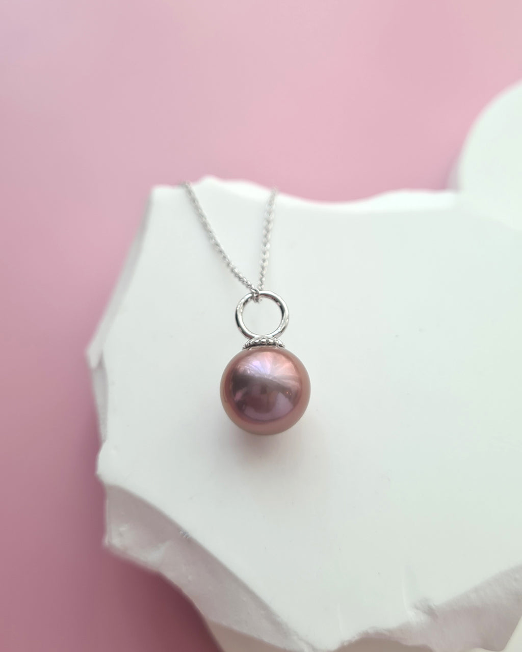 Purple Edison Pearl Pendant Necklace - Simple Pearl Jewelry Singapore
