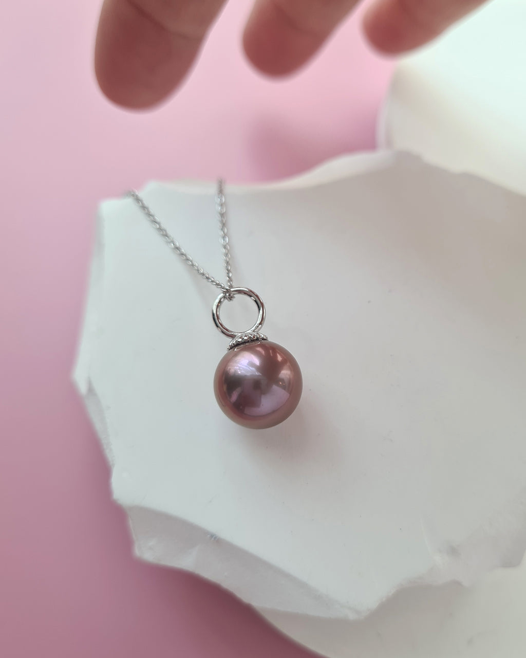 Purple Edison Pearl Pendant Necklace - Simple Pearl Jewelry Singapore