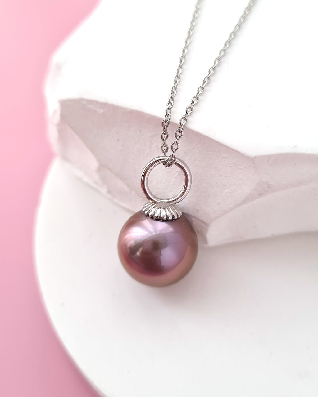 Purple Edison Pearl Pendant Necklace - Simple Pearl Jewelry Singapore