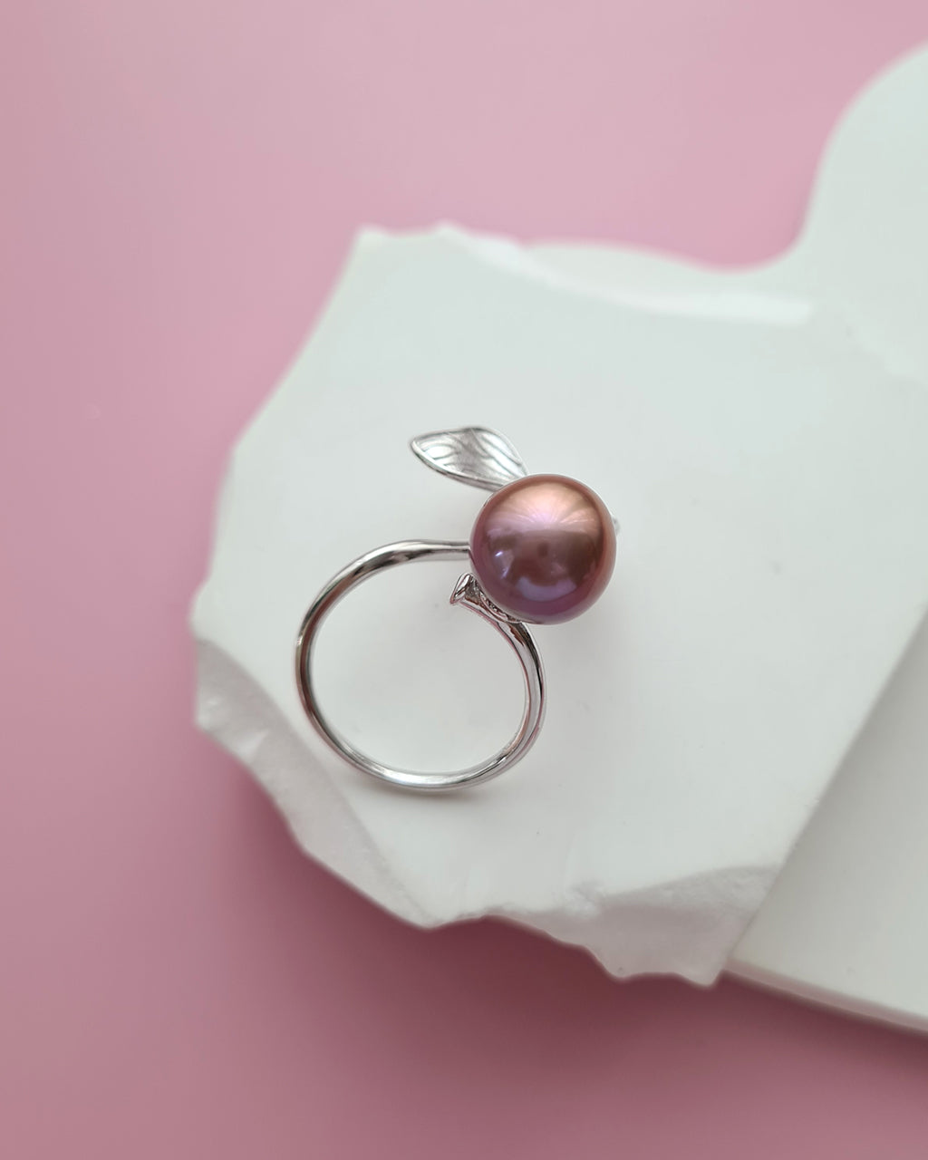 Purple Pink Edison Pearl Butterfly Open Ring, Handmade Pearl Jewelry Singapore