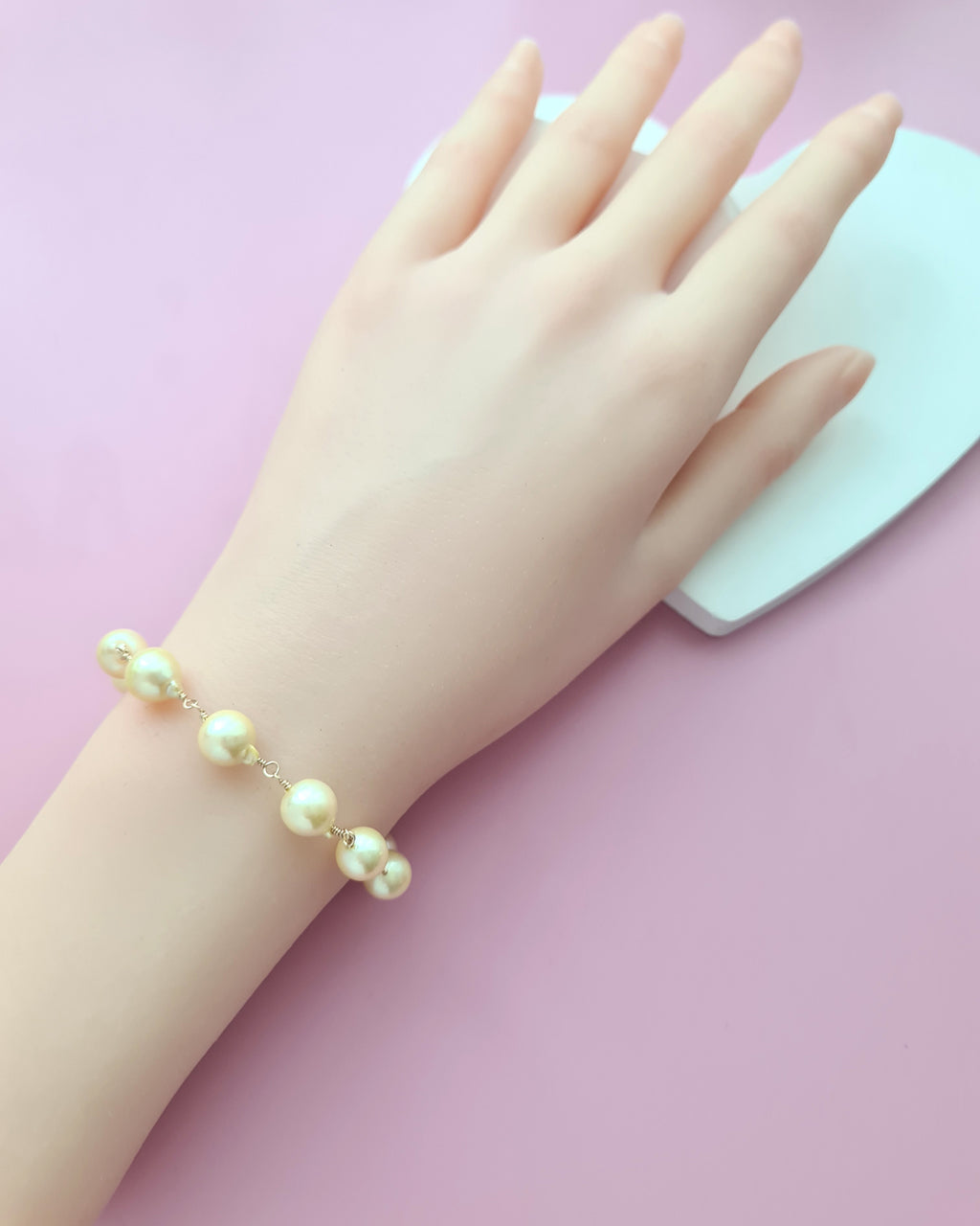 Queen Gold Akoya Pearl Bracelet, Handmade Modern Timeless Pearl Jewelry in Singapore