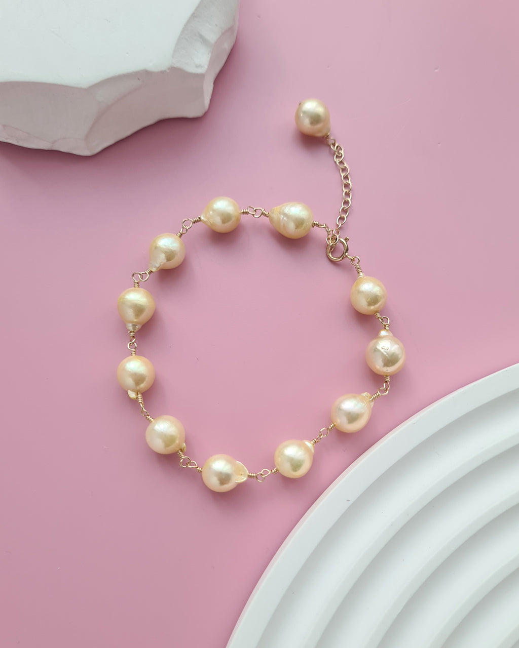 Queen Gold Akoya Pearl Bracelet, Handmade Modern Timeless Pearl Jewelry in Singapore
