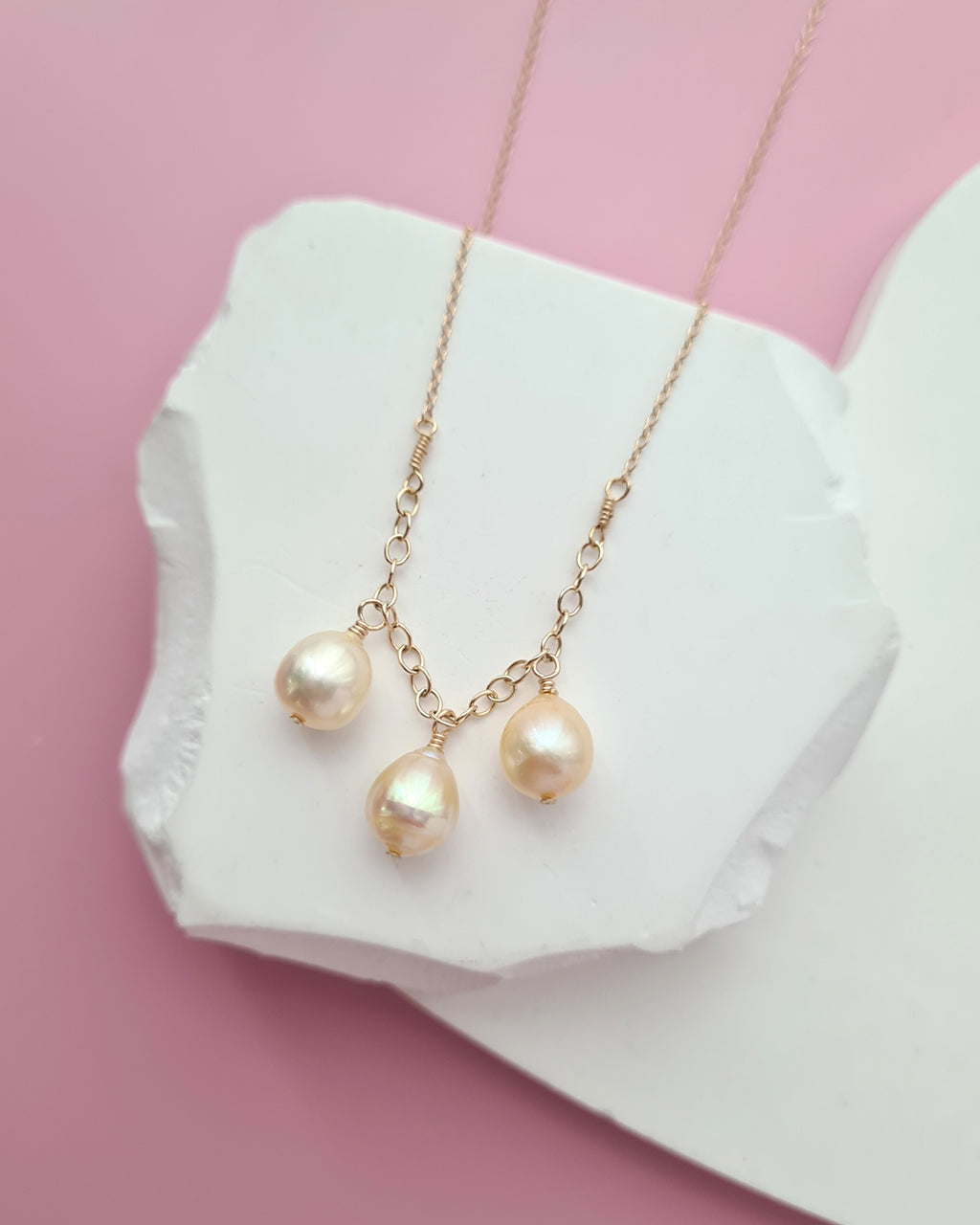Queen Gold Akoya Pearl Trio Necklace - 8mm in 14k Gold Filled Akoya Pearl Jewelry in Singapore
