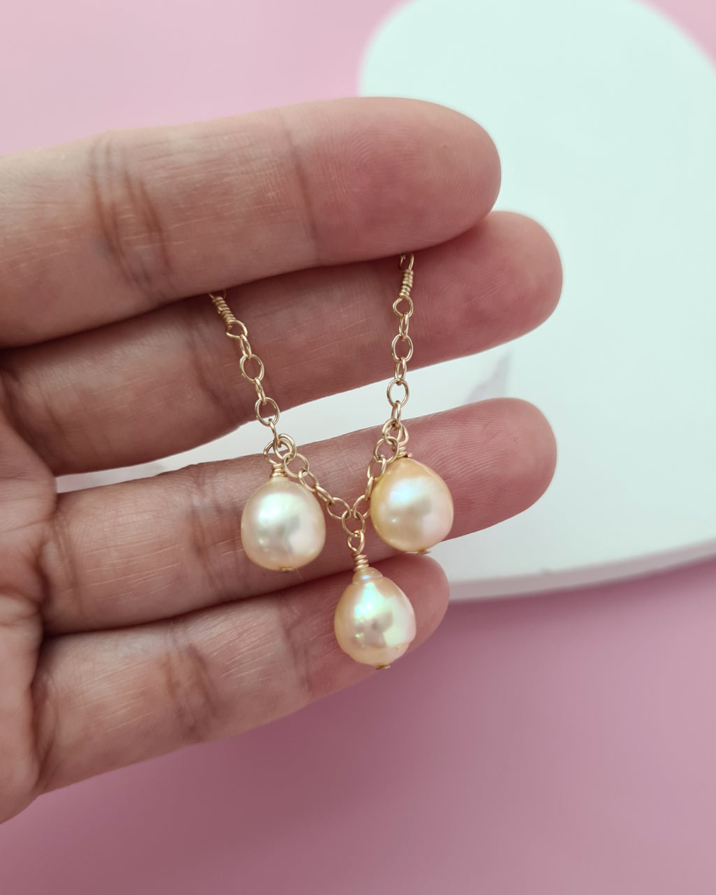 Queen Gold Akoya Pearl Trio Necklace - 8mm in 14k Gold Filled Akoya Pearl Jewelry in Singapore