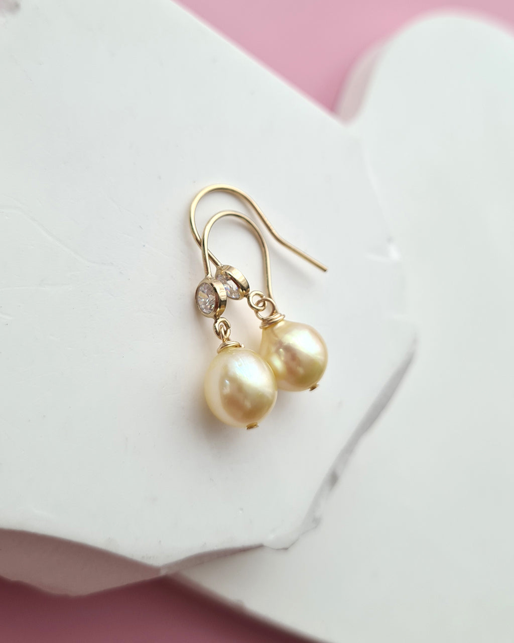 Queen Gold Akoya Pearl Drop Earrings 8mm in 14k Gold Filled Pearl Jewelry in Singapore