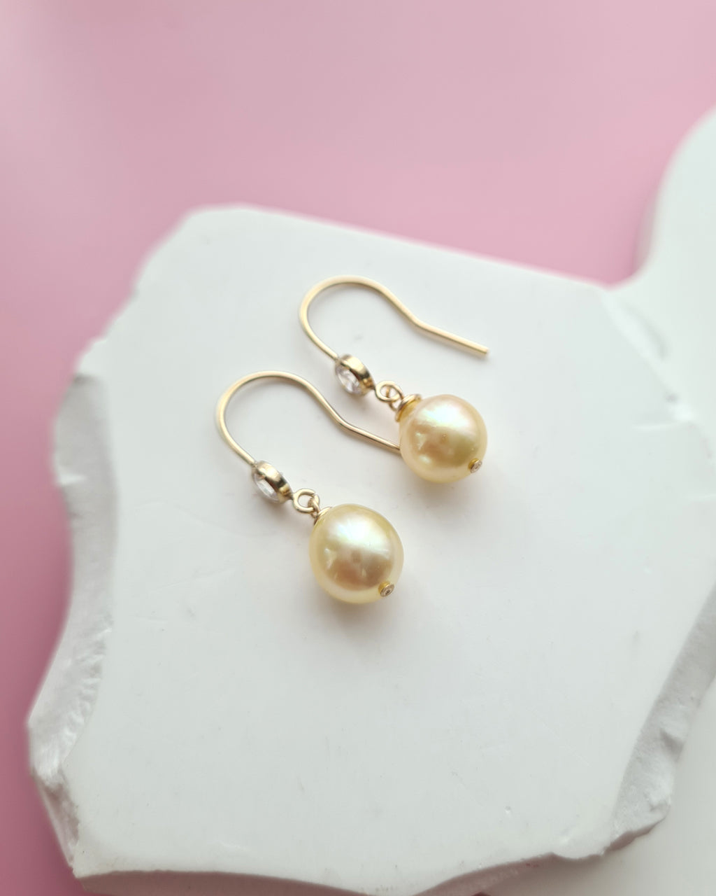 Queen Gold Akoya Pearl Drop Earrings 8mm in 14k Gold Filled Pearl Jewelry in Singapore