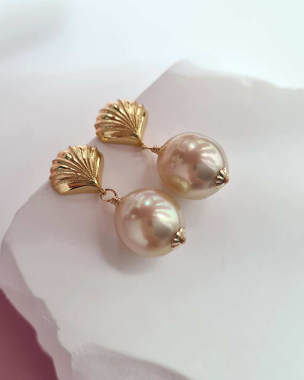 South Sea Pearl Earrings - Sea Shell, Modern Pearl Jewelry in Singapore