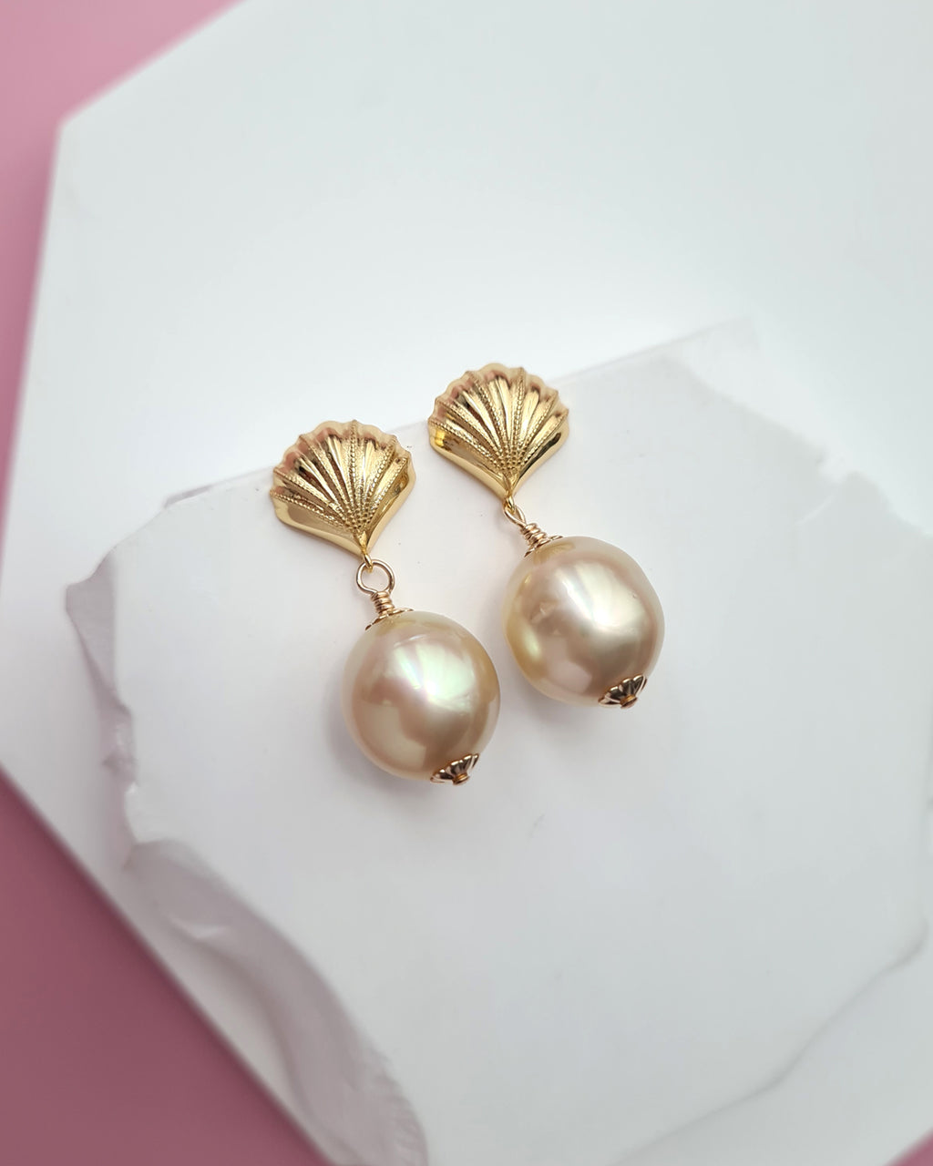 South Sea Pearl Earrings - Sea Shell, Modern Pearl Jewelry in Singapore