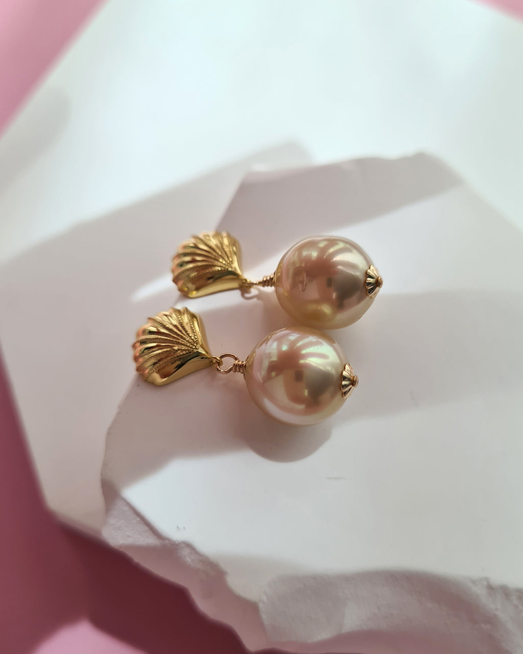 South Sea Pearl Earrings - Sea Shell, Modern Pearl Jewelry in Singapore
