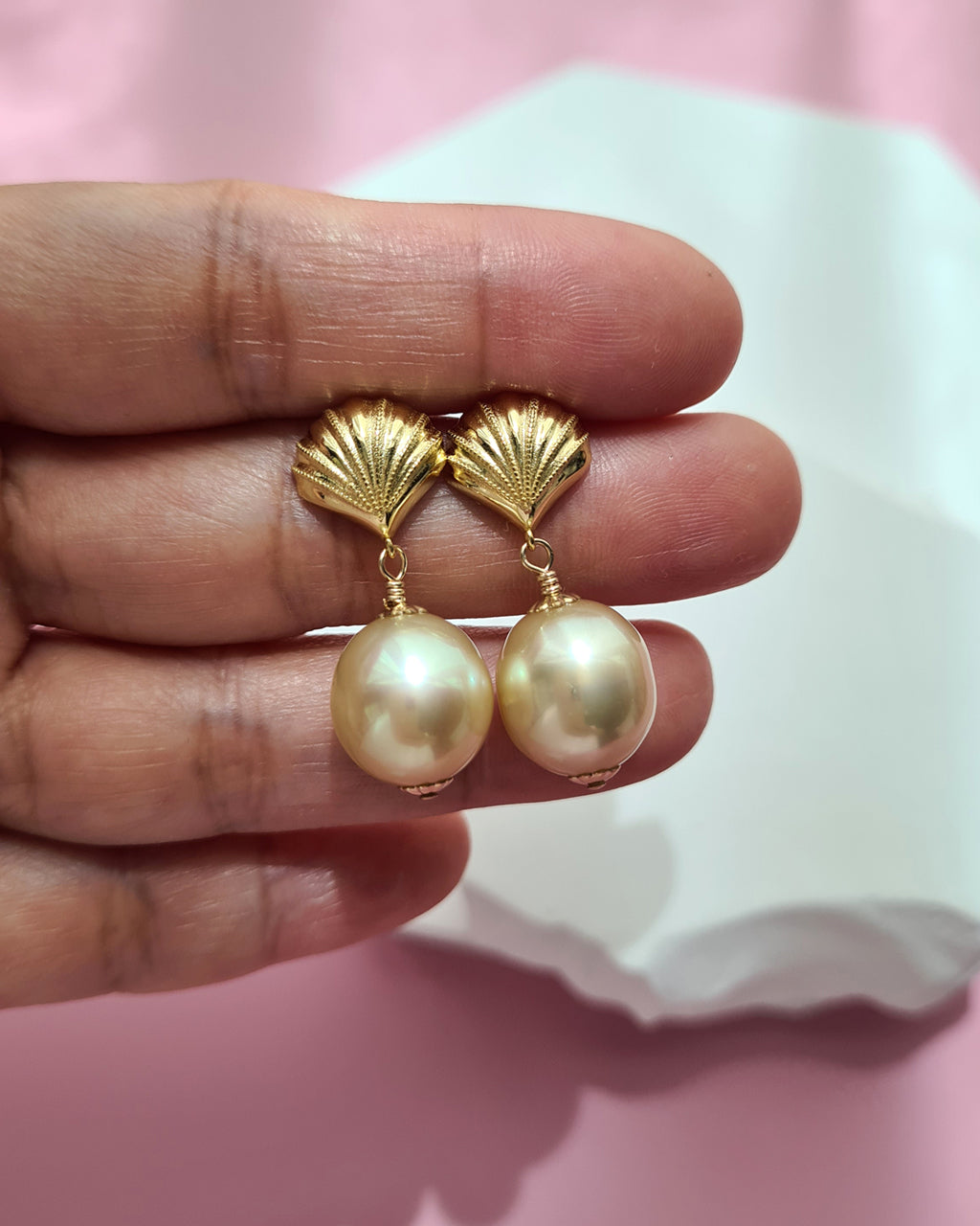 South Sea Pearl Earrings - Sea Shell, Modern Pearl Jewelry in Singapore