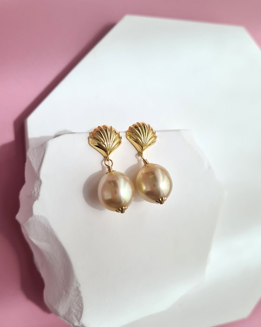 South Sea Pearl Earrings - Sea Shell, Modern Pearl Jewelry in Singapore