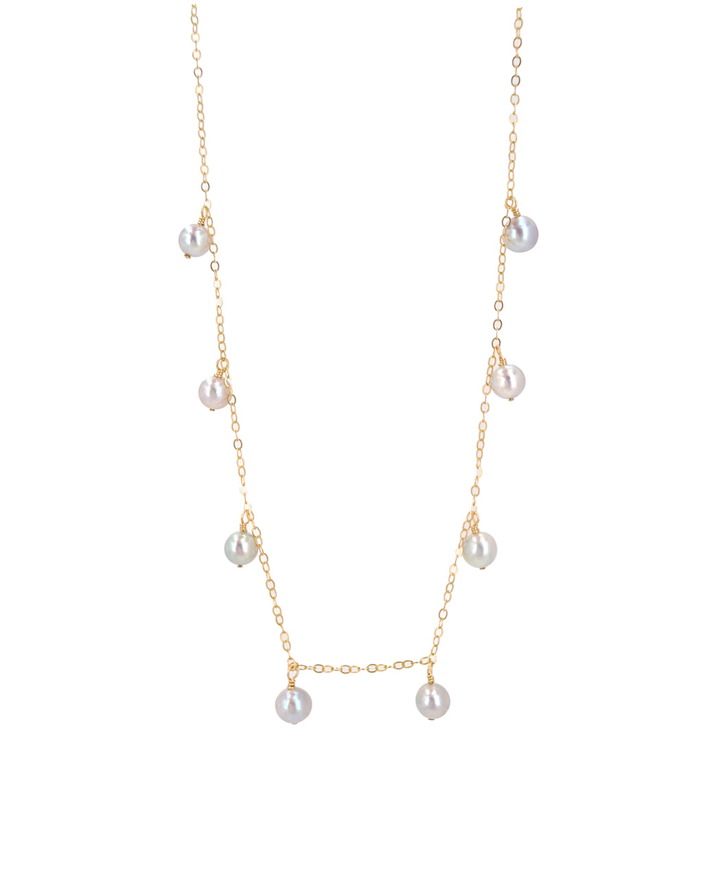 Saltwater Silver Blue Akoya Pearl Floating Station Necklace | Layering Necklace | Something Blue for Timeless Brides