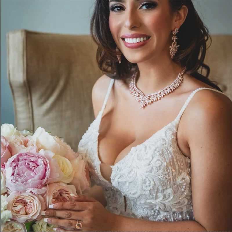 Bridal Statement Princess Necklace - Rose Gold Jewelry for Brides