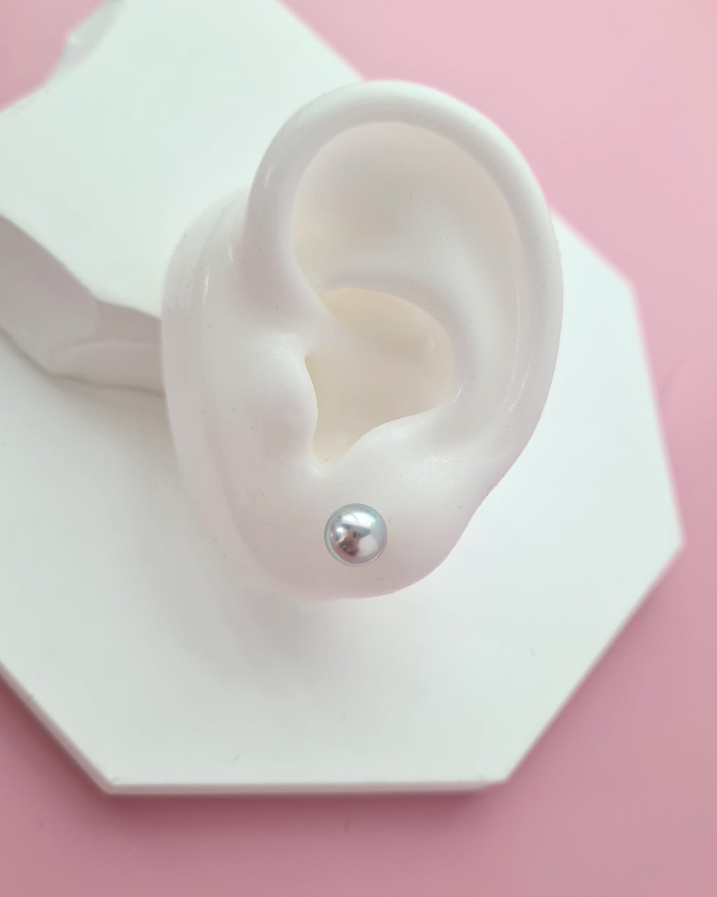7.1mm Silver Blue Akoya Pearl Stud Earrings | 18K Yellow Gold