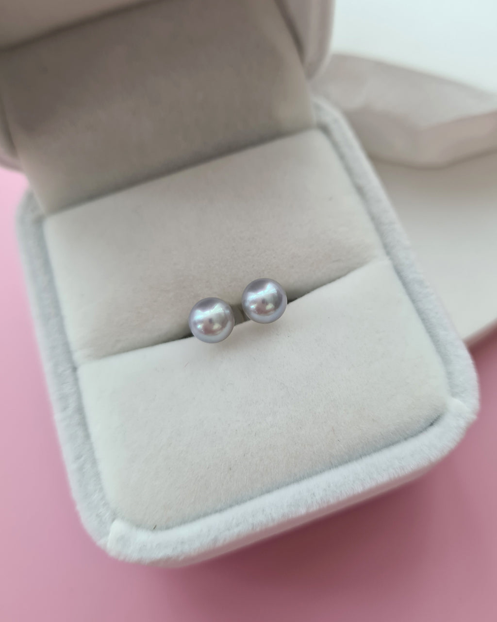 Silver Blue Akoya Pearl 18K Gold Stud Earrings, Pearl Jewelry in Singapore