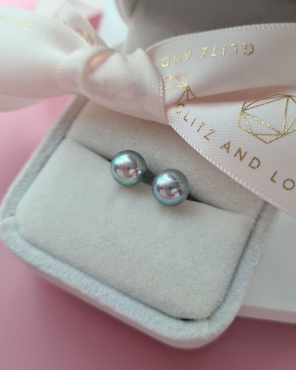 Silver Blue Akoya Pearl Stud Earrings | 18K White Gold | 7mm - 7.5mm