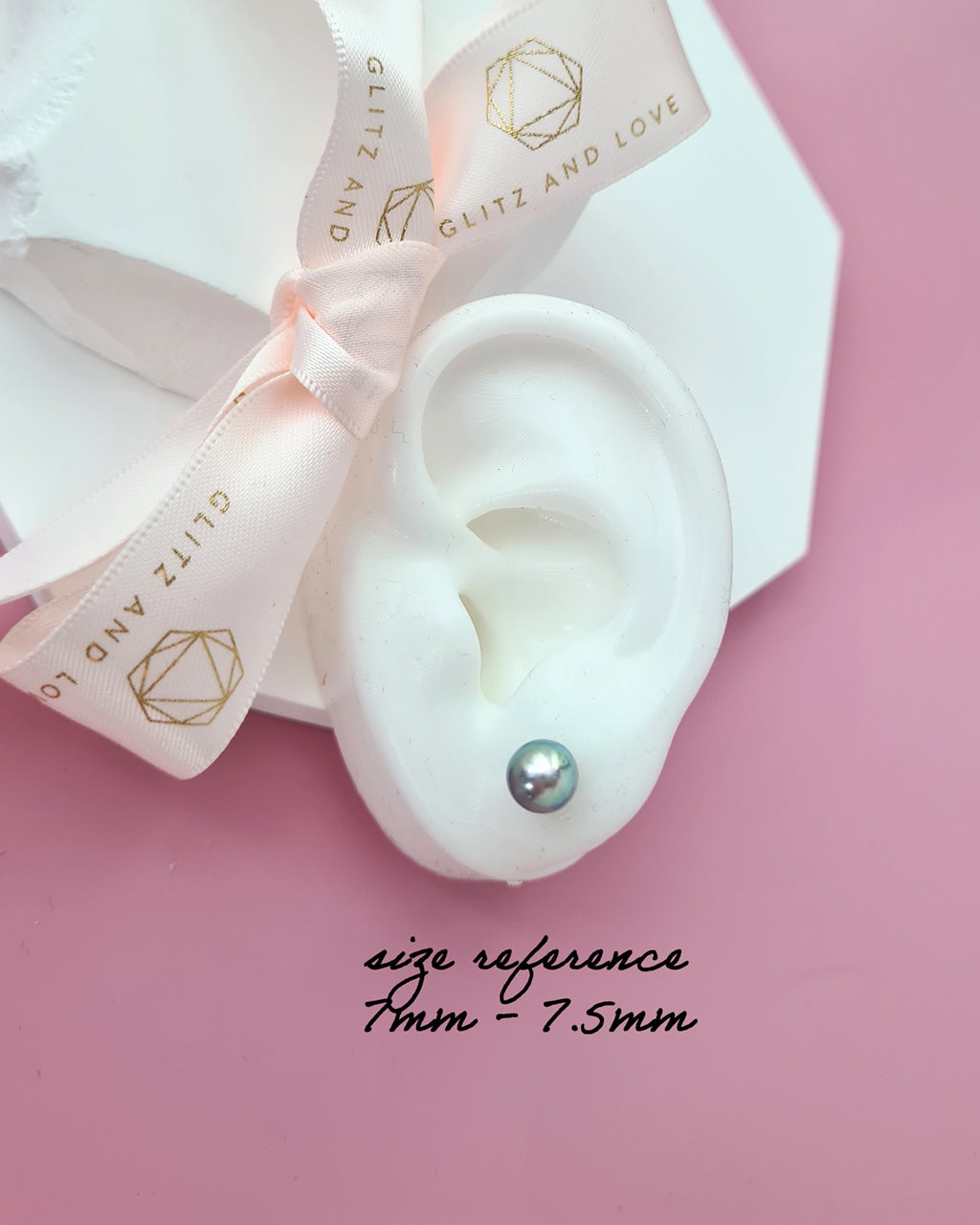 Silver Blue Akoya Pearl Stud Earrings | 18K White Gold | 7mm - 7.5mm