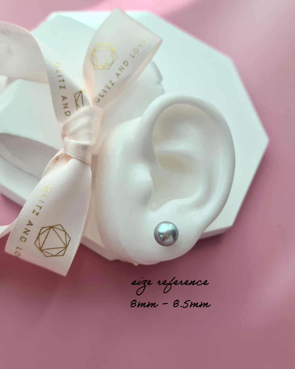 Silver Blue Akoya Pearl Stud Earrings | 18K White Gold | 5.5mm-8.5mm