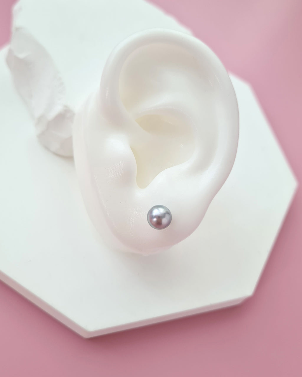 Silver Blue Akoya Pearl Stud Earrings | 18K White Gold | 6mm-6.5mm | Exact Pair