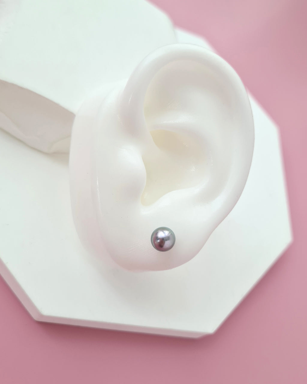 Silver Blue Akoya Pearl Stud Earrings | 18K White Gold | 6mm-6.5mm | Exact Pair