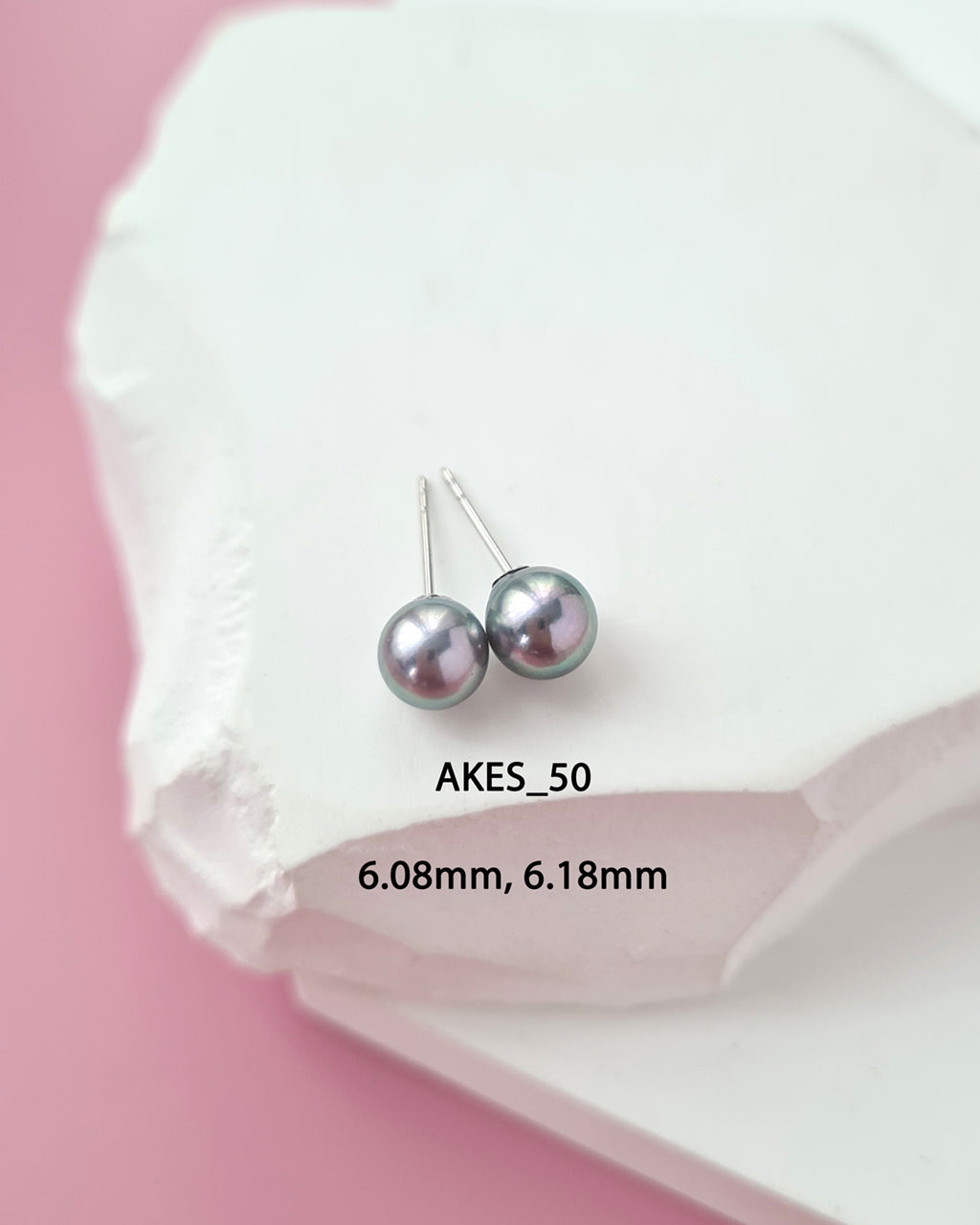 Silver Blue Akoya Pearl Stud Earrings | 18K White Gold | 6mm-6.5mm | Exact Pair