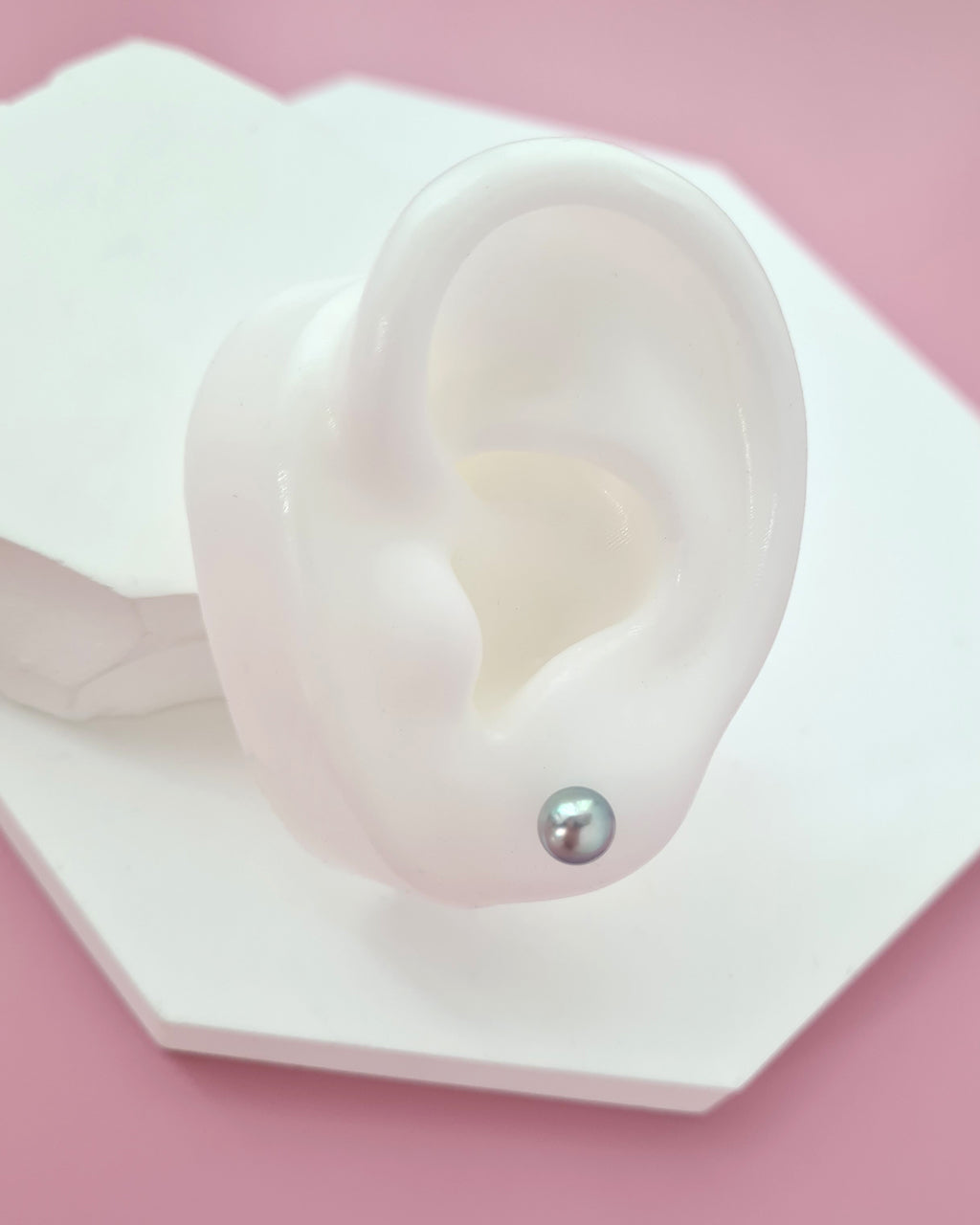 Silver Blue Akoya Pearl Stud Earrings | 18K White Gold | 6mm-6.5mm | Exact Pair